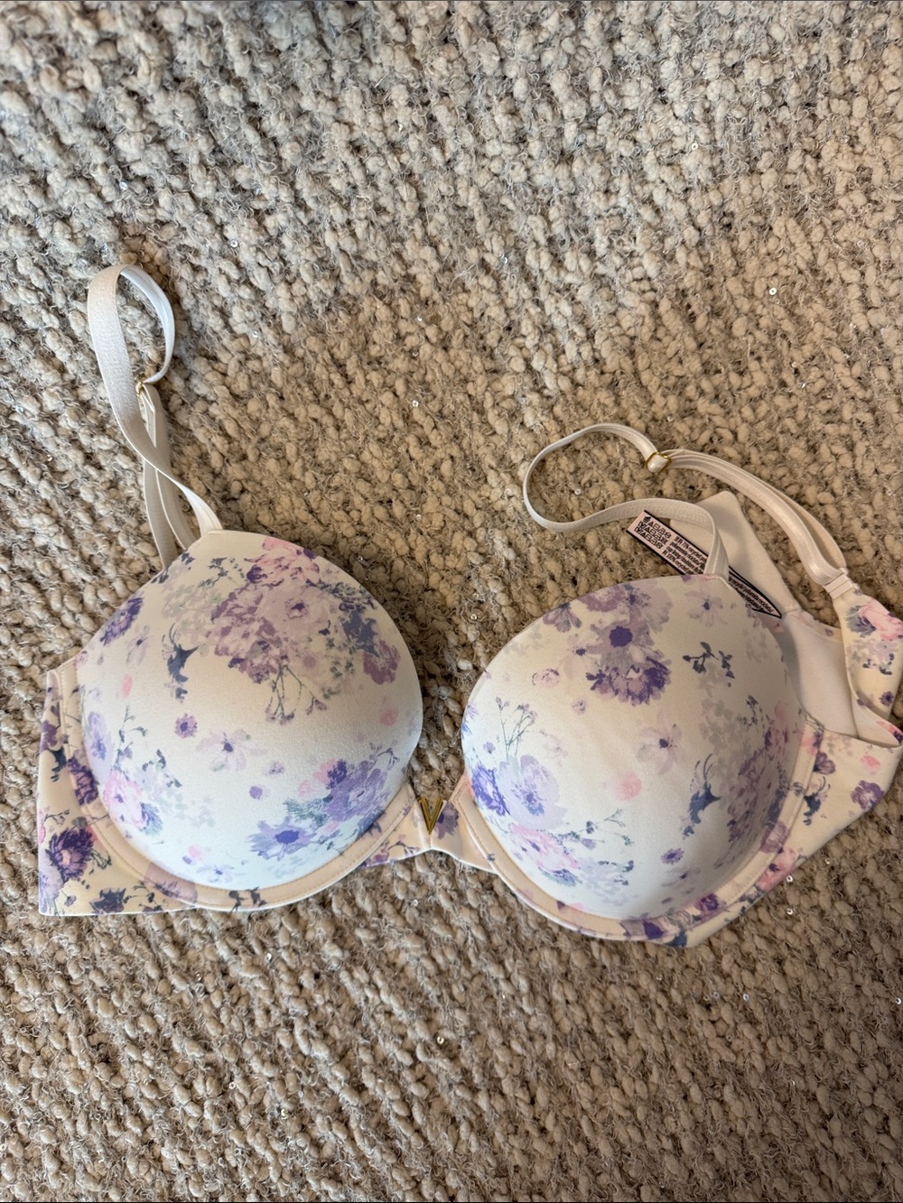 Victoria's Secret Love Cloud Smooth Push-up Bra with Floral Print 32DDD